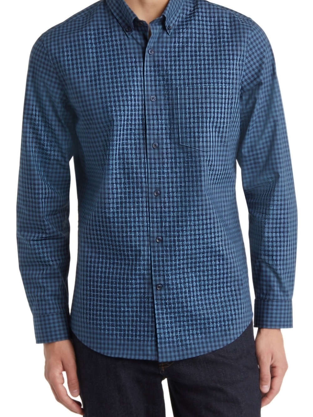 Nordstrom Men's Blue Checked Button-Down Shirt